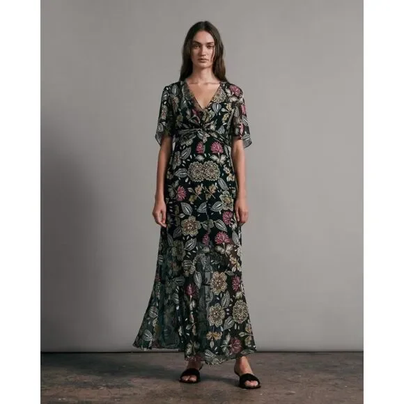 NWT Rag Bone Tamar Silk Blend Semisheer Floral Maxi Dress in